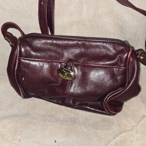 Leather Burgany Etienne Aiger Small Purse with Long Strap